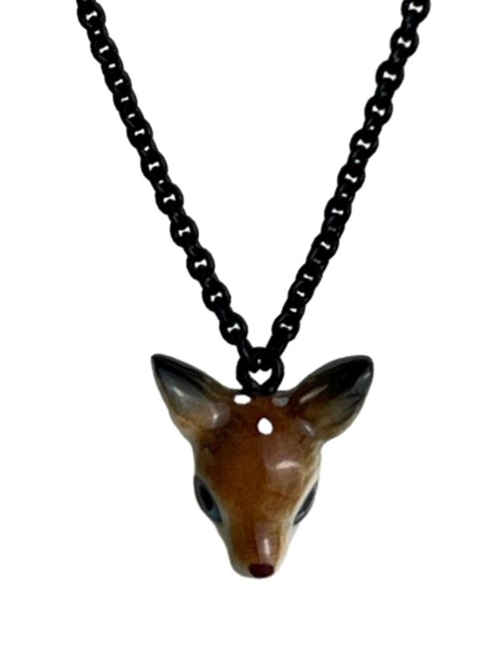 Handmade Miniature Ceramic Fawn Deer Pendant Necklace NWT - Picture 2 of 9